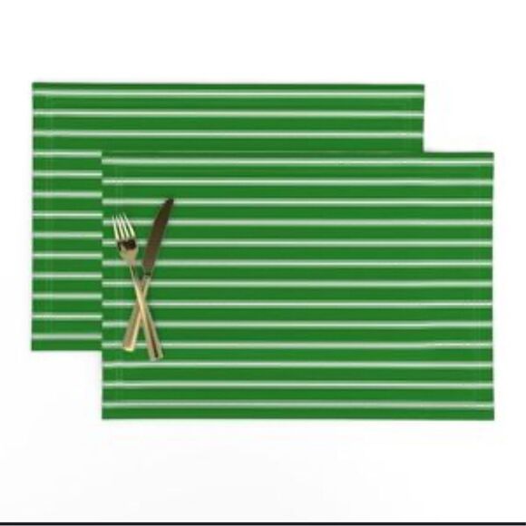 Kate Spade NY Harbour Drive, Placemats 13 x 19 Green White Stripe Lot of 4 NWT - Picture 1 of 7